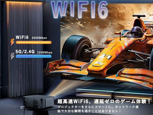 4K対応遅延ゼロ プロジェクター wifi6　450インチ