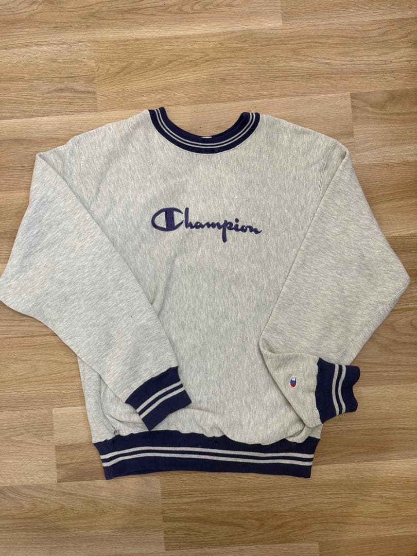 90s Champion グレー ロゴスウェット リバースウィーブ
