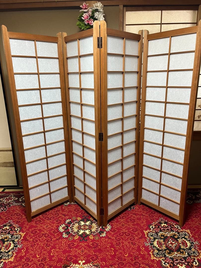 昭和レトロ衝立 和風衝立 4連 高さ150cm