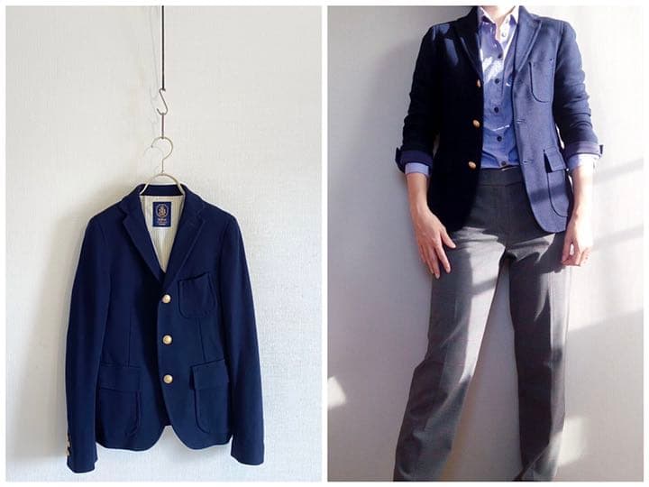 Deuxieme Classe 金ボタン ラッチニット チビ紺ブレ 38