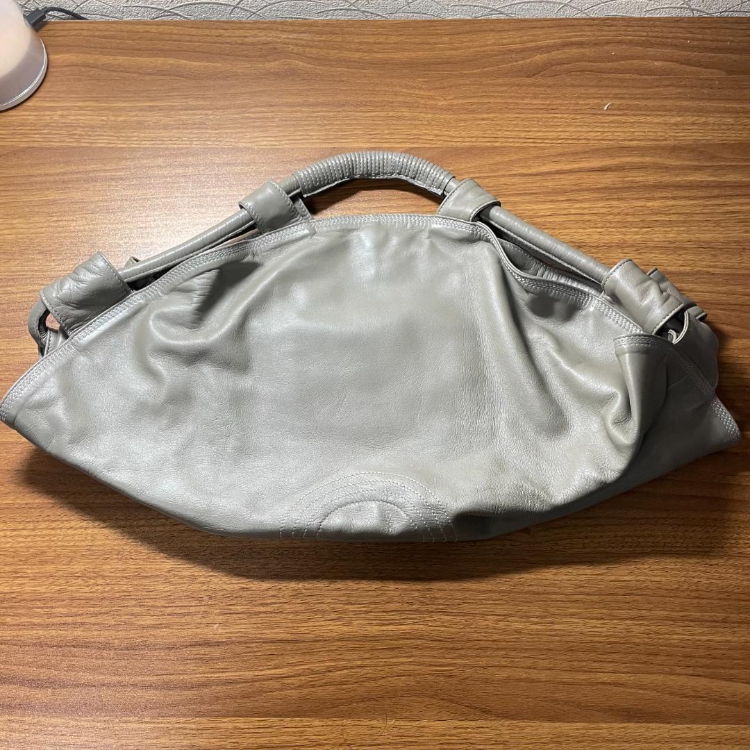 【美品】LOEWE ナッパアイレ ハンドバッグ 羊革 シルバーグレー アナグラム