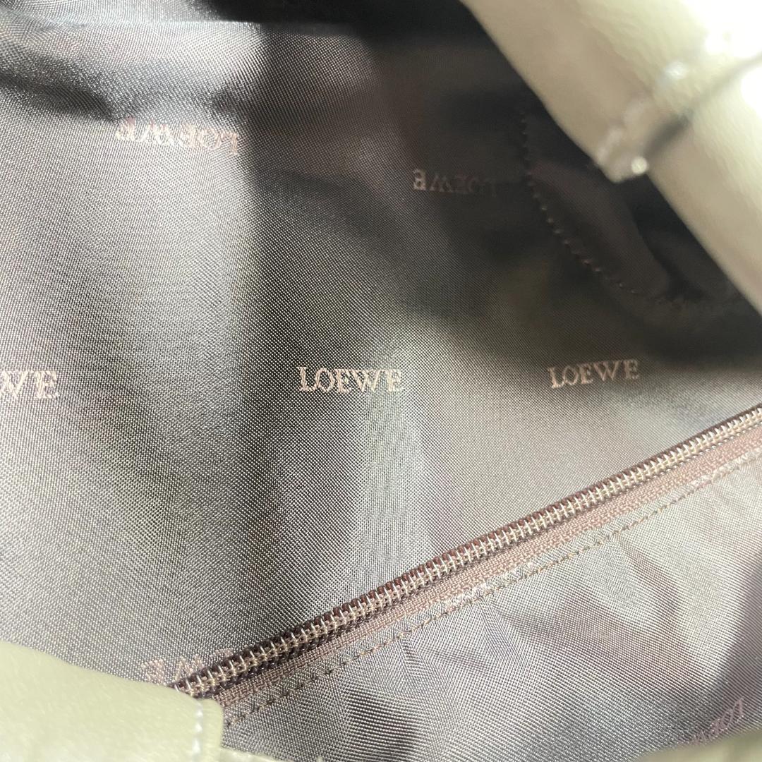 【美品】LOEWE ナッパアイレ ハンドバッグ 羊革 シルバーグレー アナグラム