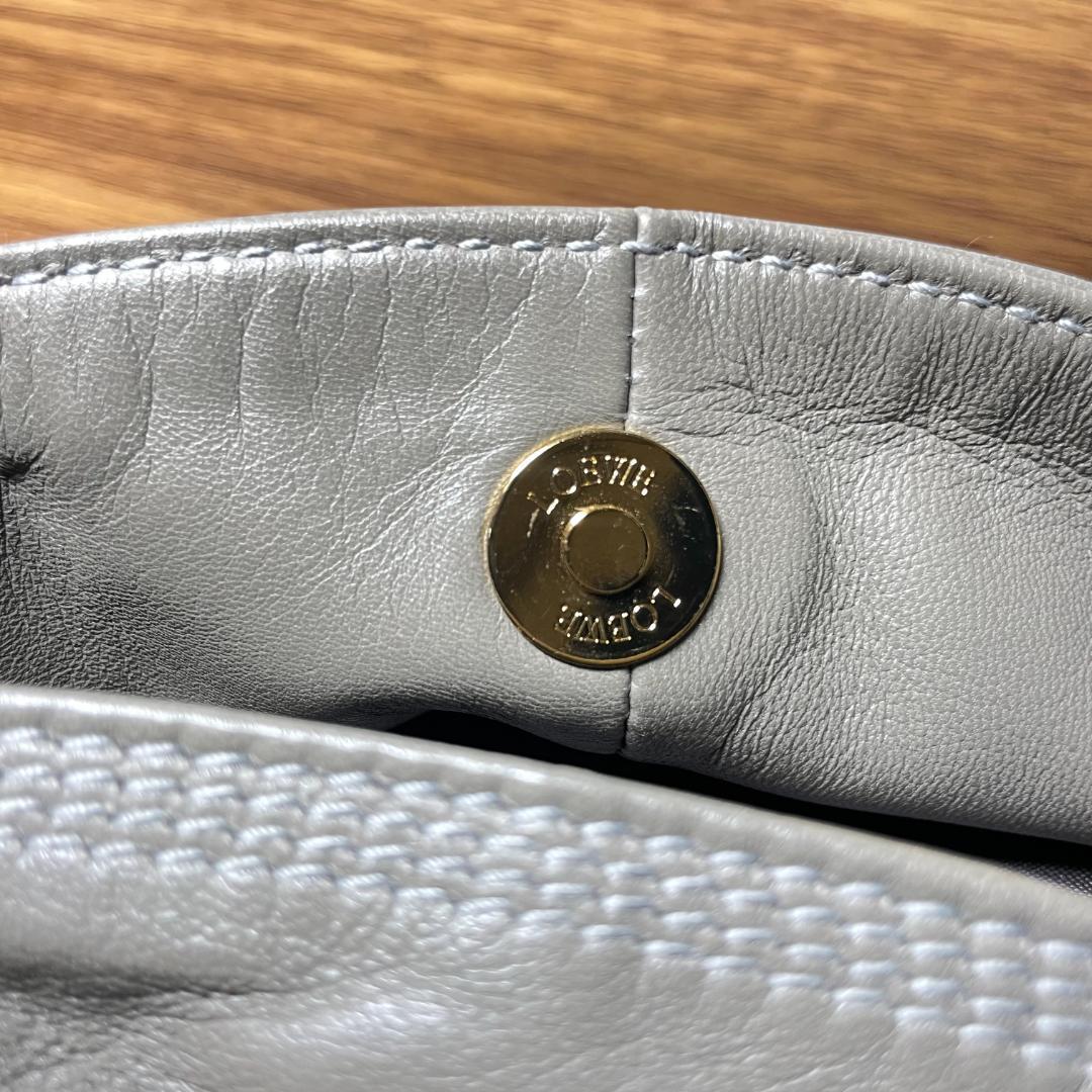【美品】LOEWE ナッパアイレ ハンドバッグ 羊革 シルバーグレー アナグラム