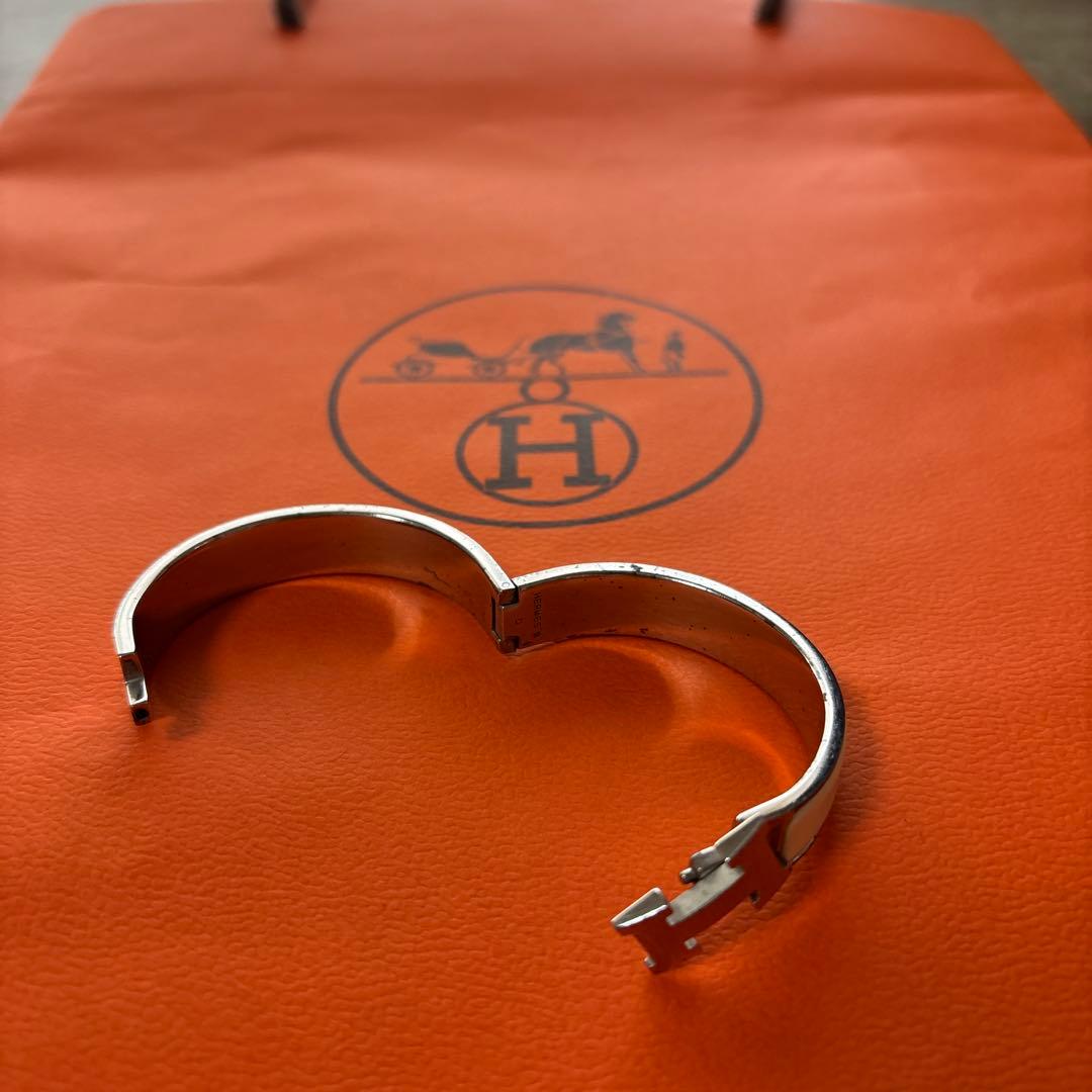 HERMES バングル ホワイト・シルバー※おまけ　紙袋