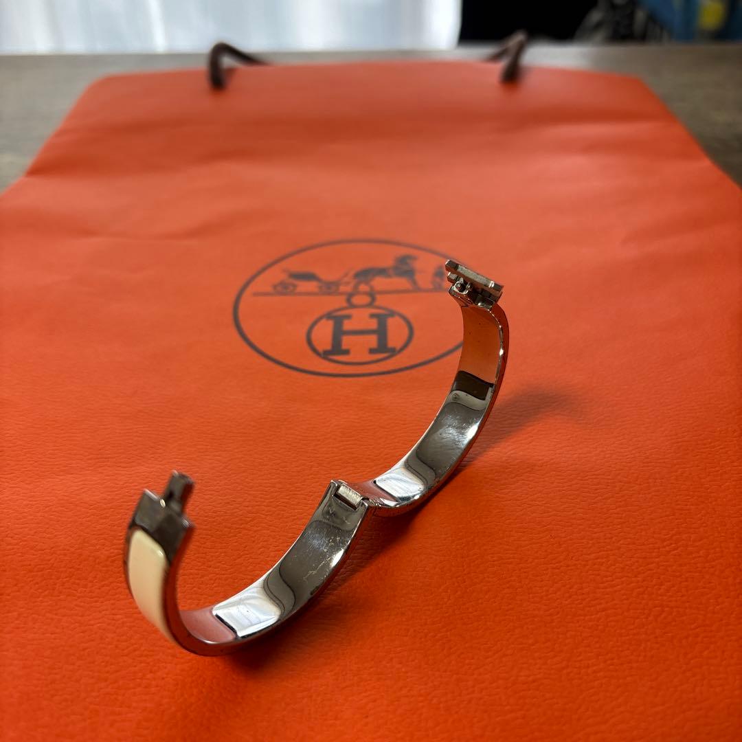 HERMES バングル ホワイト・シルバー※おまけ　紙袋