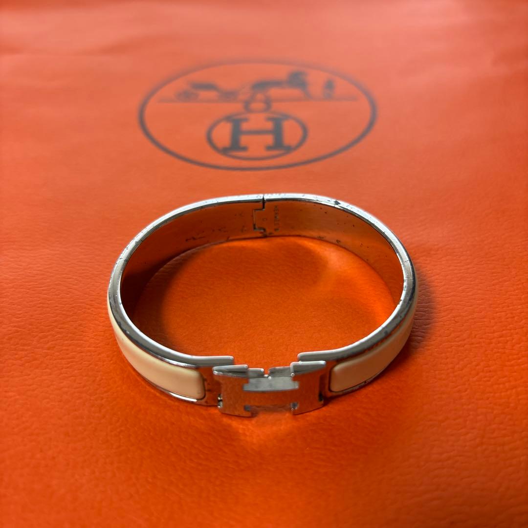 HERMES バングル ホワイト・シルバー※おまけ　紙袋