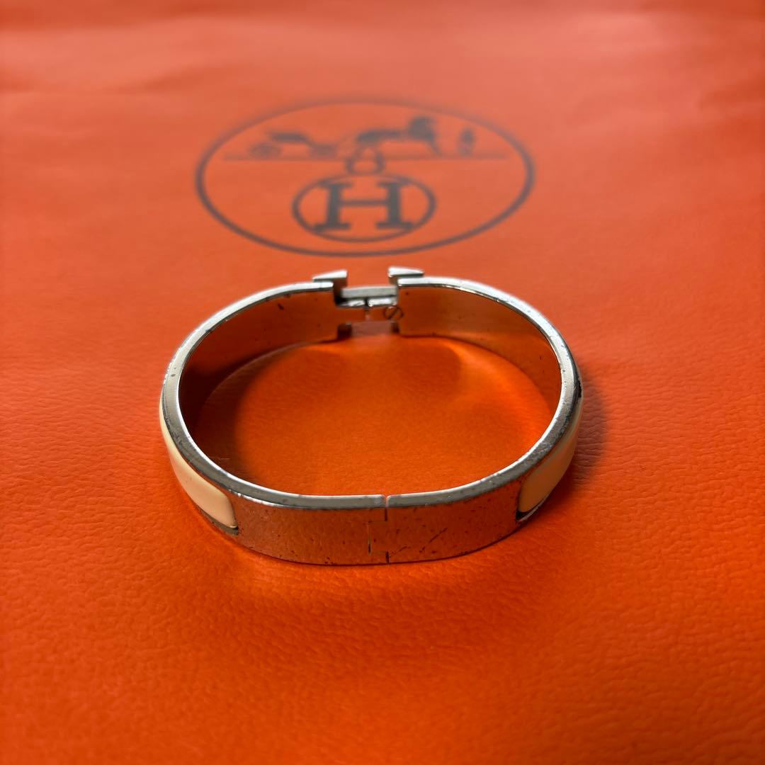 HERMES バングル ホワイト・シルバー※おまけ　紙袋