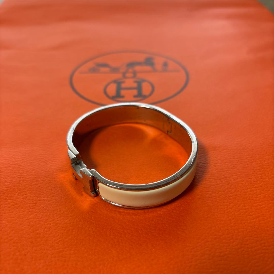 HERMES バングル ホワイト・シルバー※おまけ　紙袋