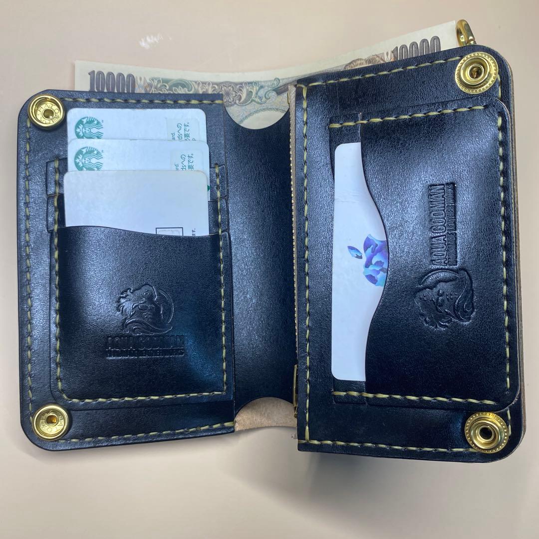 無骨 艶 マチ お札折らずに収納できる手染めミドルトラッカーウォレット BTW