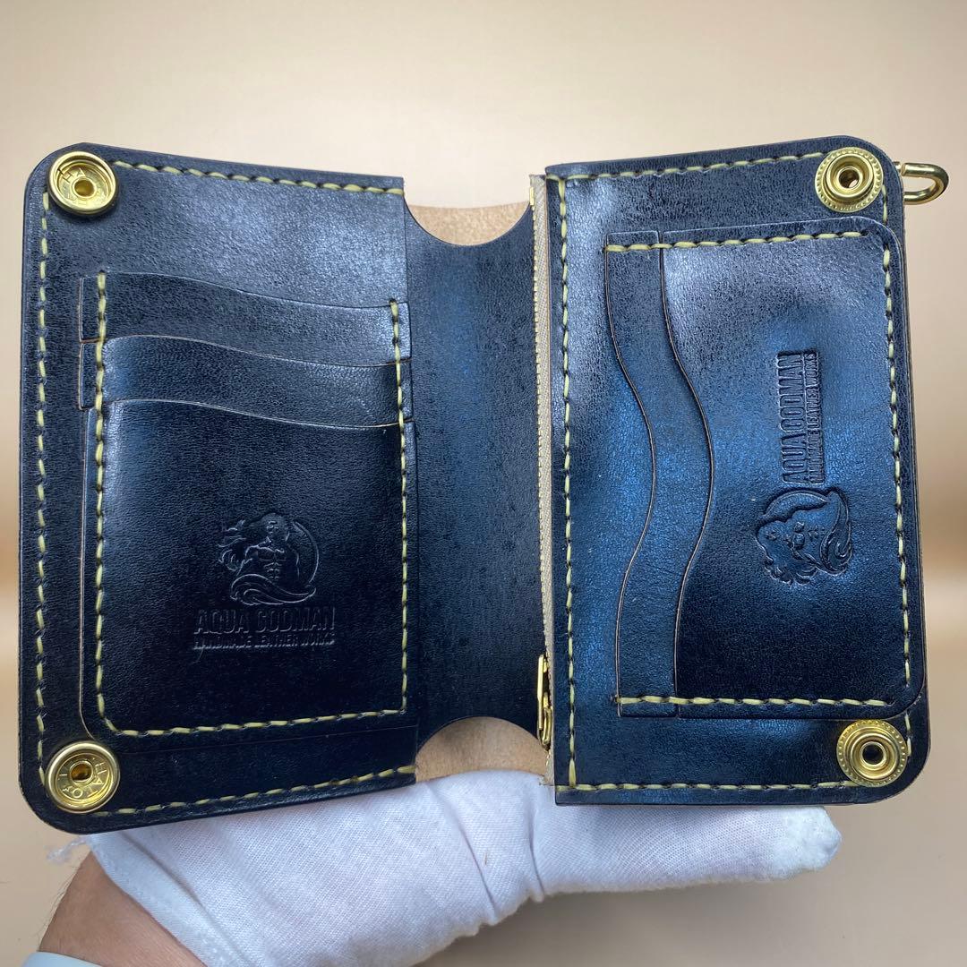 無骨 艶 マチ お札折らずに収納できる手染めミドルトラッカーウォレット BTW