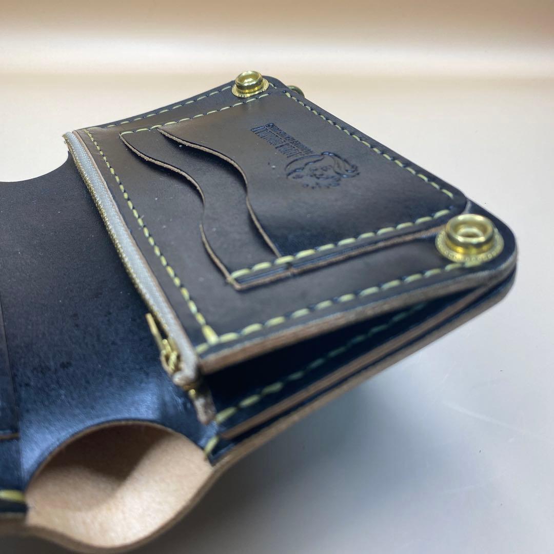 無骨 艶 マチ お札折らずに収納できる手染めミドルトラッカーウォレット BTW