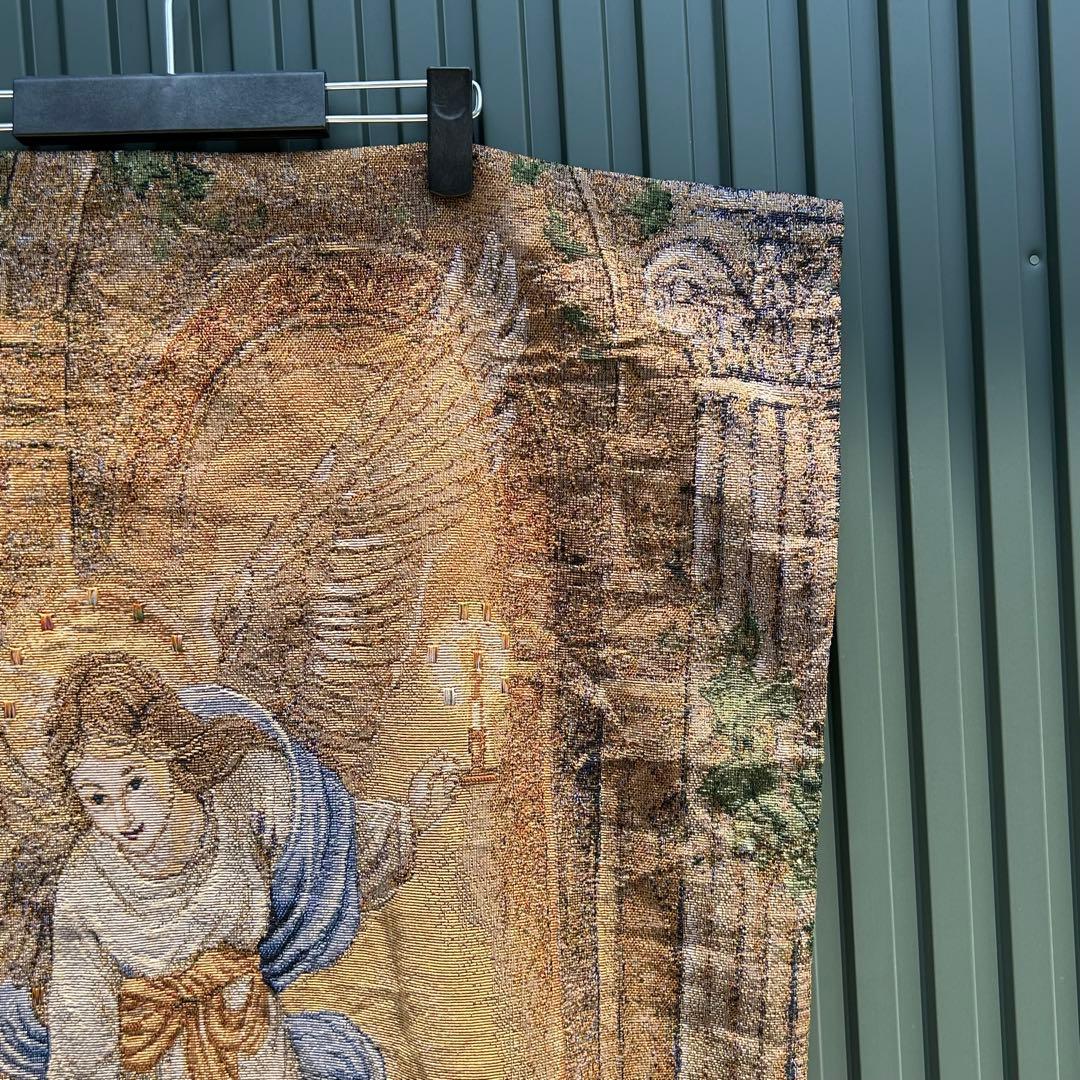 フランスアンティーク　タペストリー　大天使ガブリエル　作家名あり　ゴブラン織り