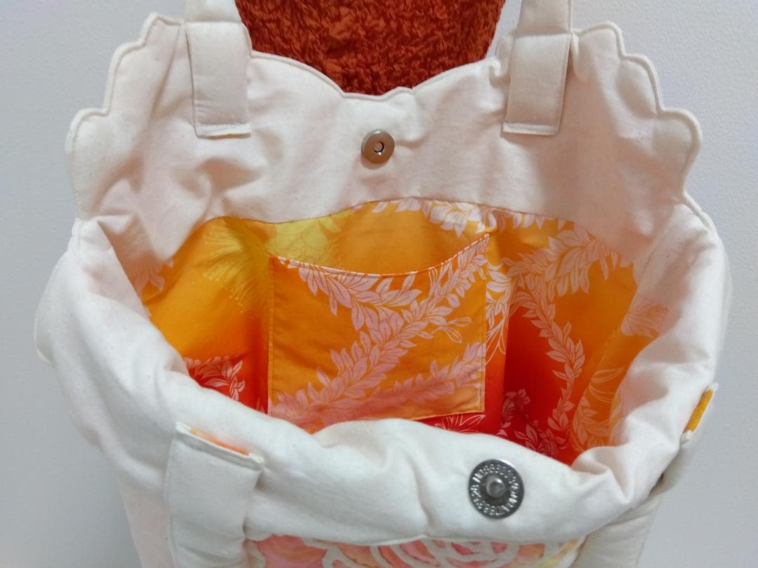 ハワイアンキルト　ハンドメイド　ロケトートバッグ