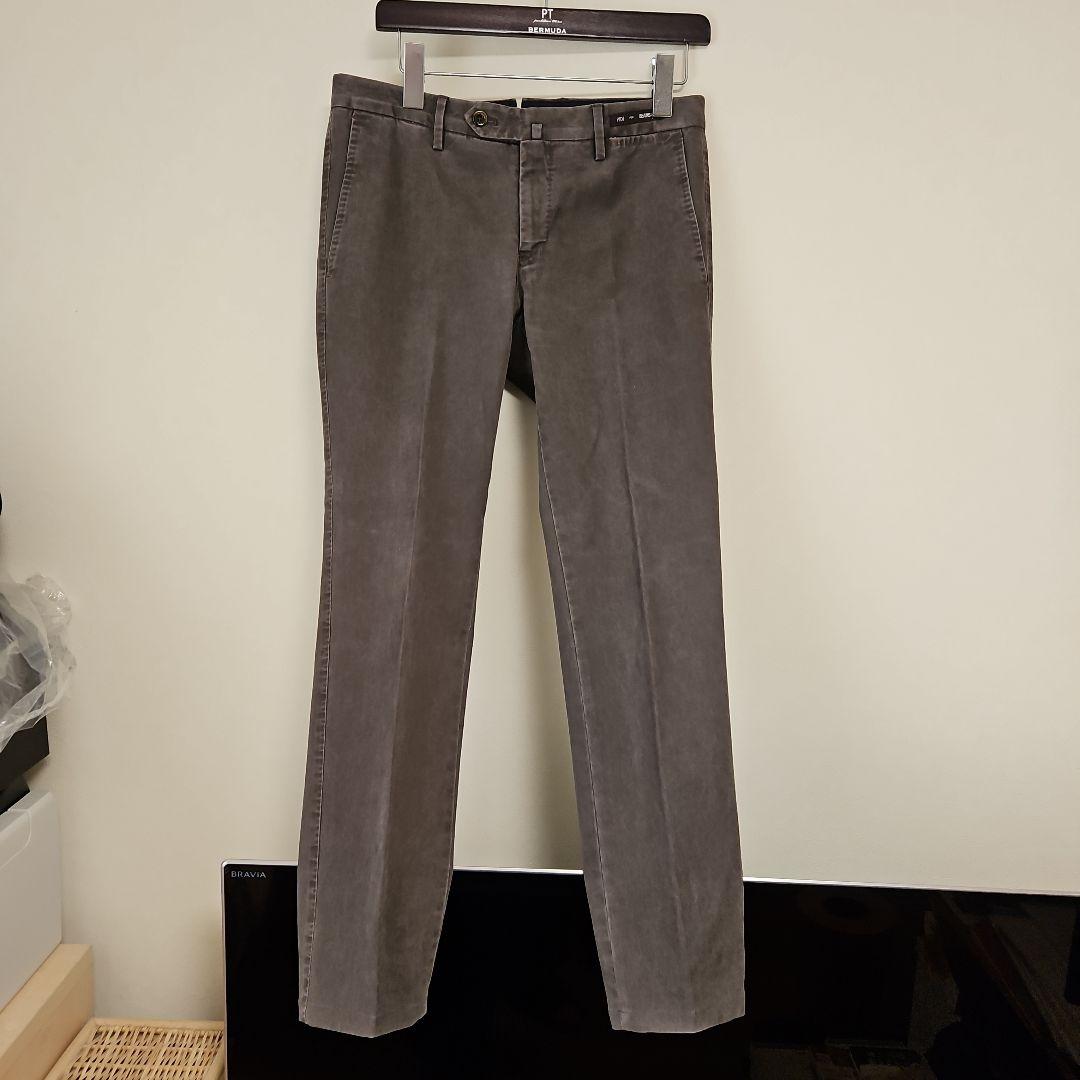 【新品未使用】PT01 AWスリムコットンパンツ 焦げ茶色 S46定価約5万円