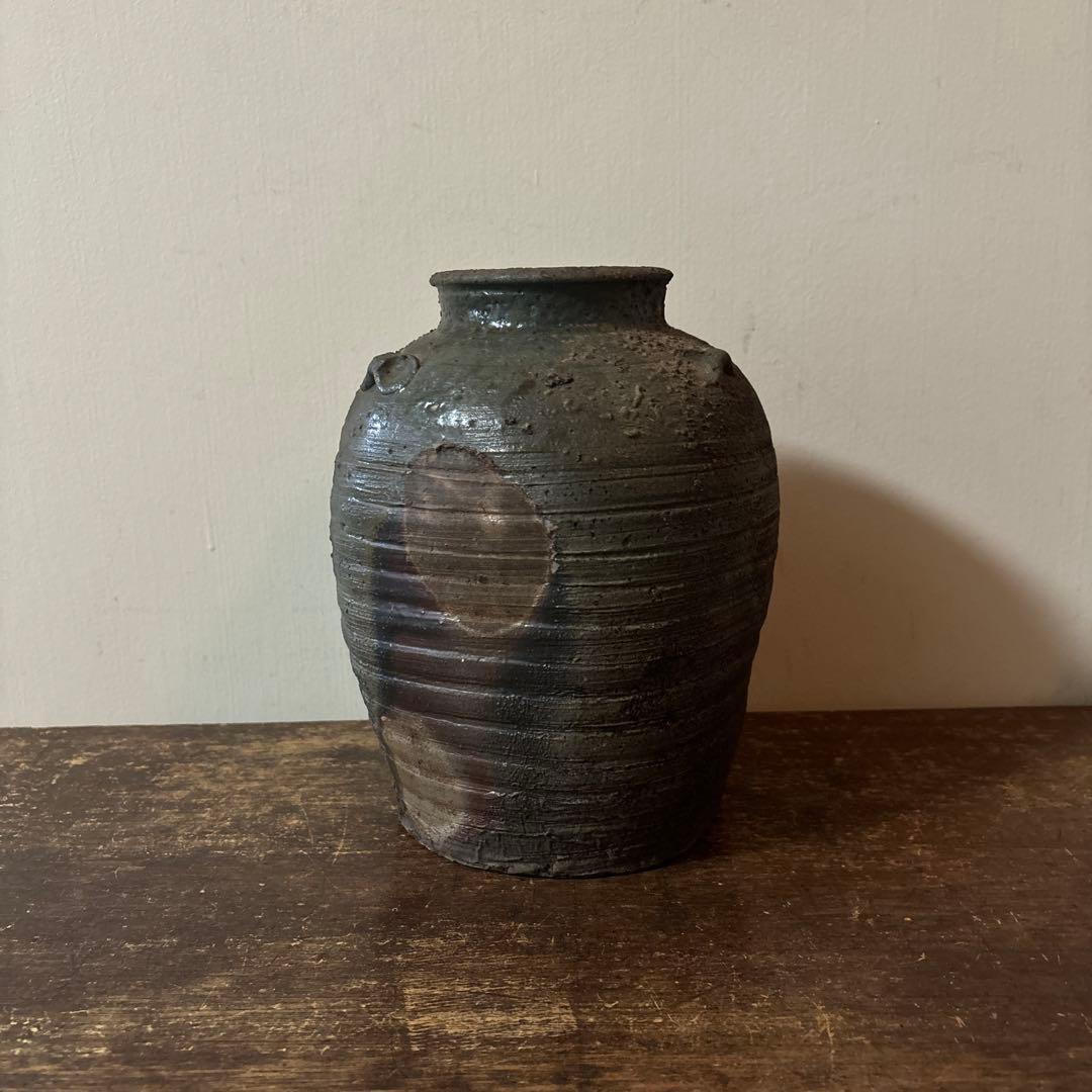 景色の良い窯変備前壺　花器　骨董　古道具　アンティーク　古民芸　古陶磁　検:李朝