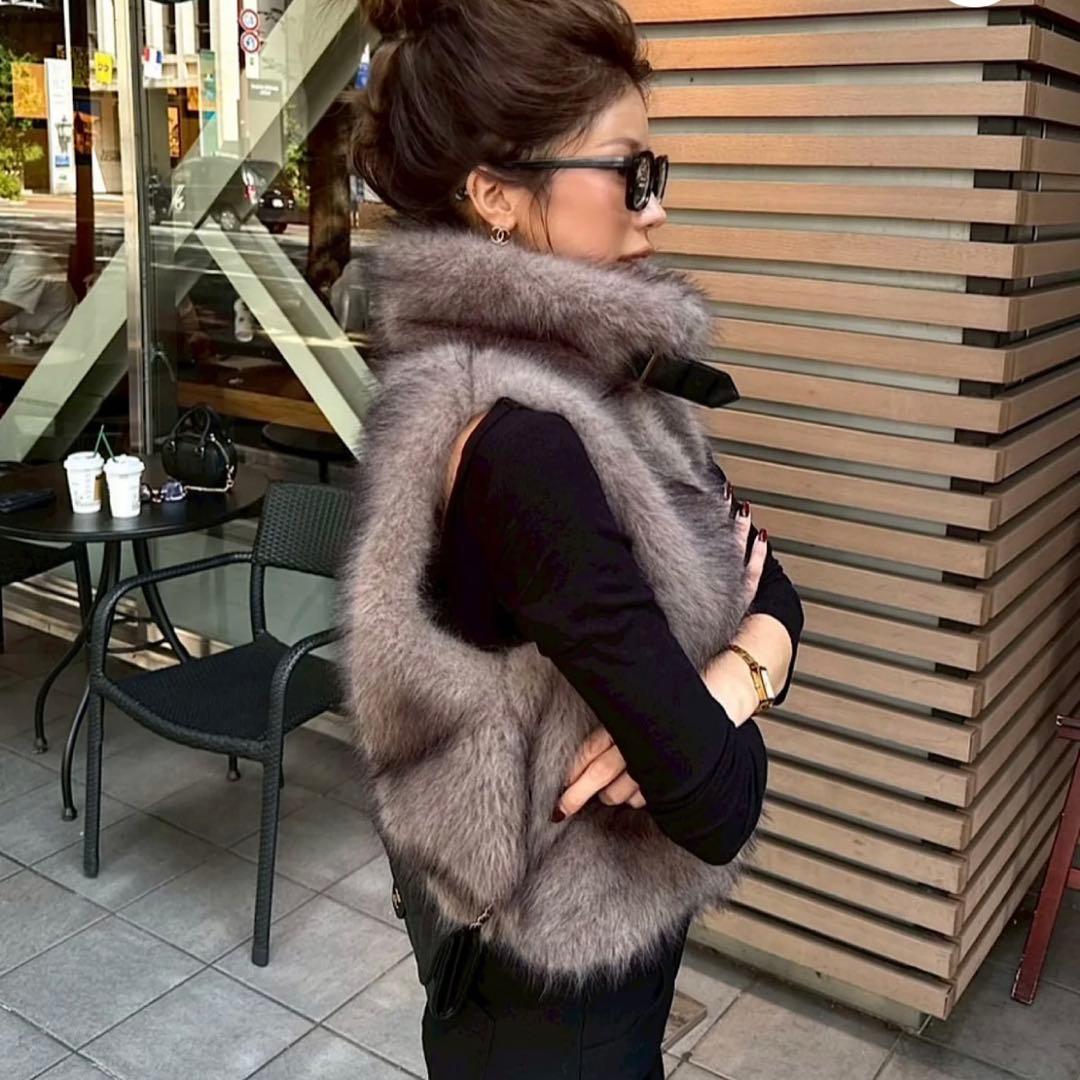 DIANTE プレミアムエコファーベルトベスト ブラウン