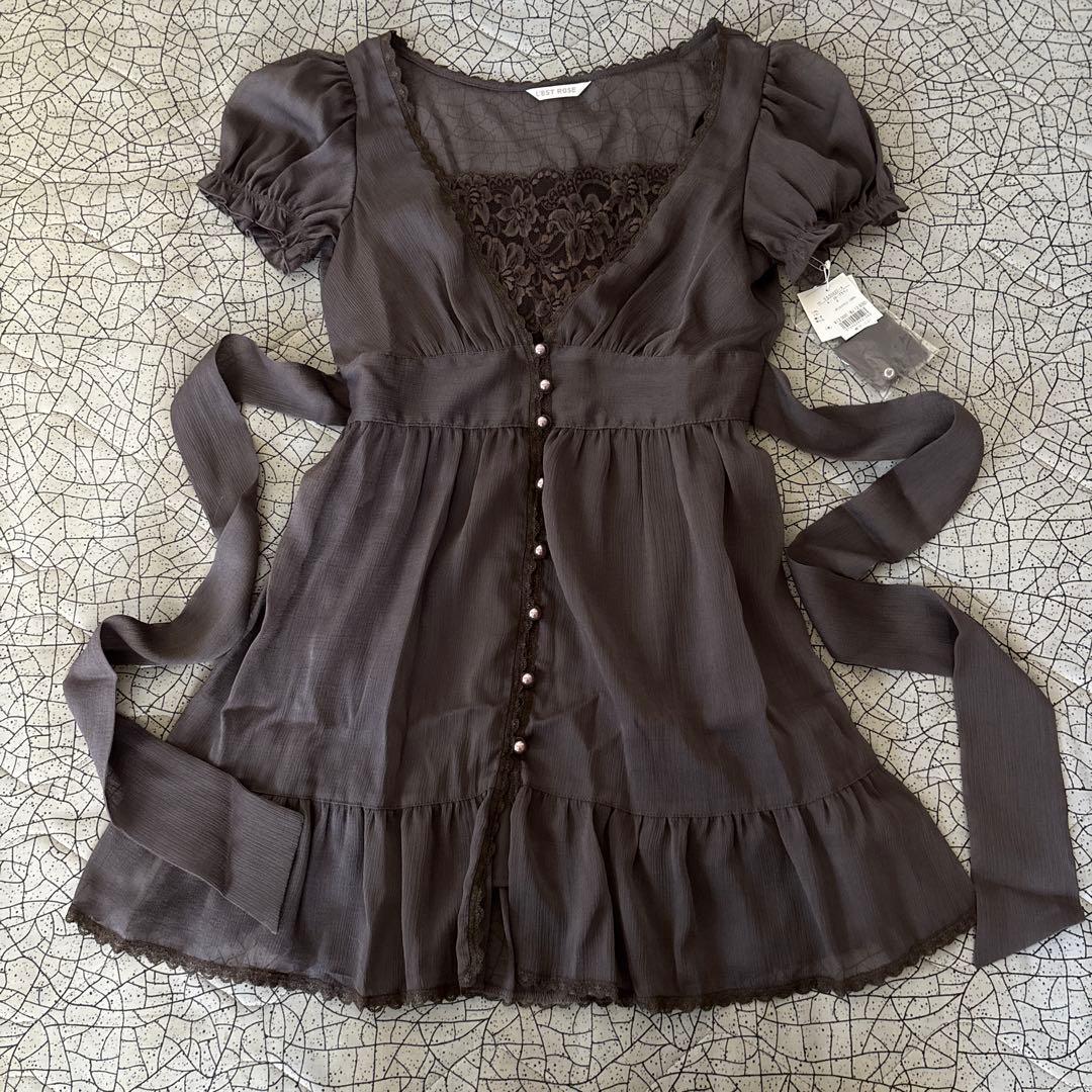 L'EST ROSE シフォンチュニック　リボン