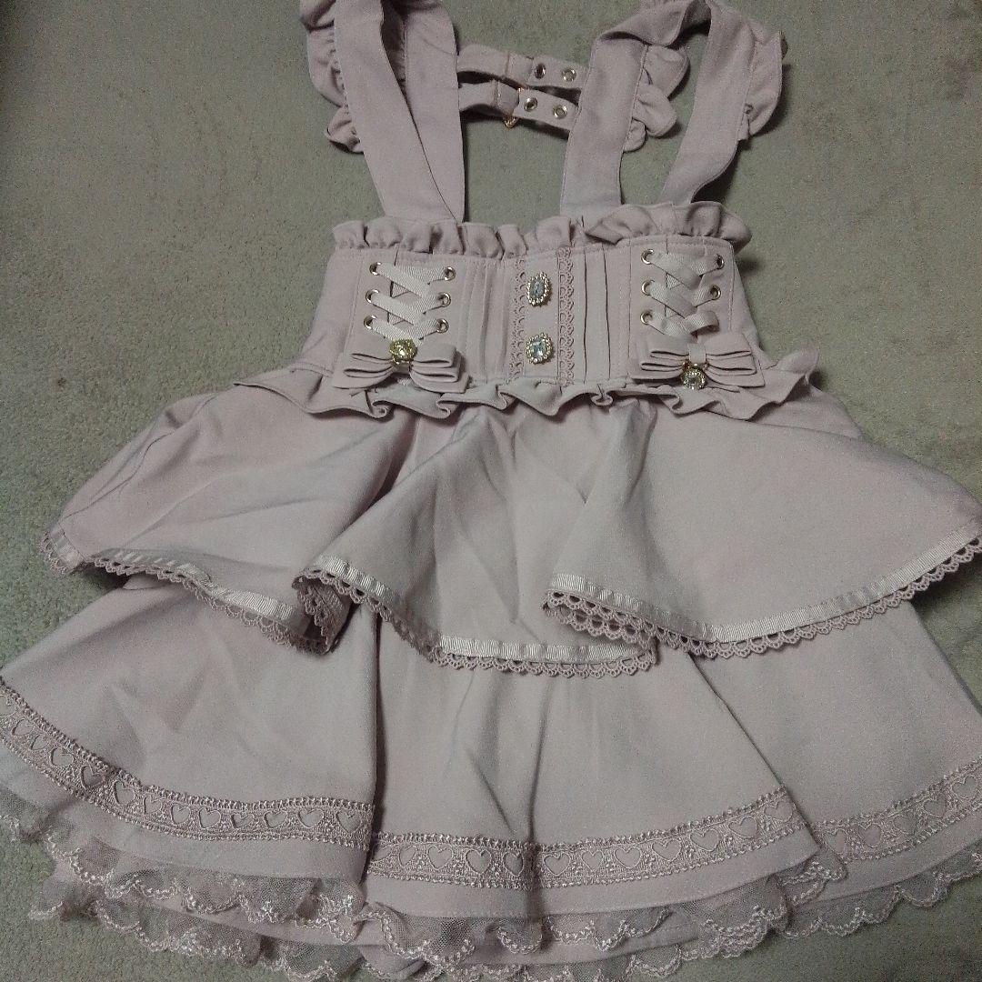 LIZLISA　サスペンダー付きティアードスカパン　ピンク