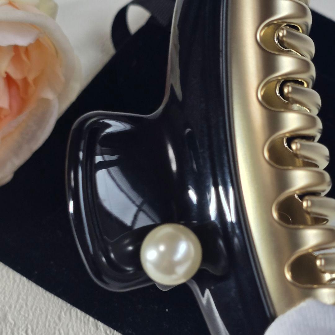 【新品級✨】アレクサンドル ドゥ パリ パール ヘアクリップ　L 人気の黒