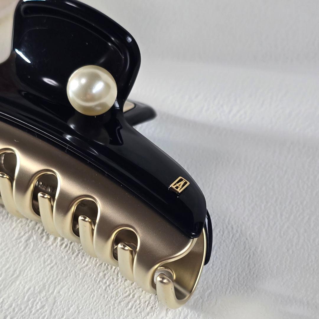【新品級✨】アレクサンドル ドゥ パリ パール ヘアクリップ　L 人気の黒