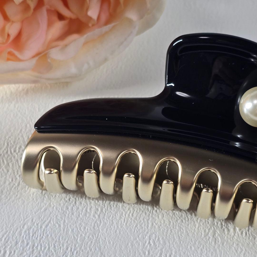 【新品級✨】アレクサンドル ドゥ パリ パール ヘアクリップ　L 人気の黒