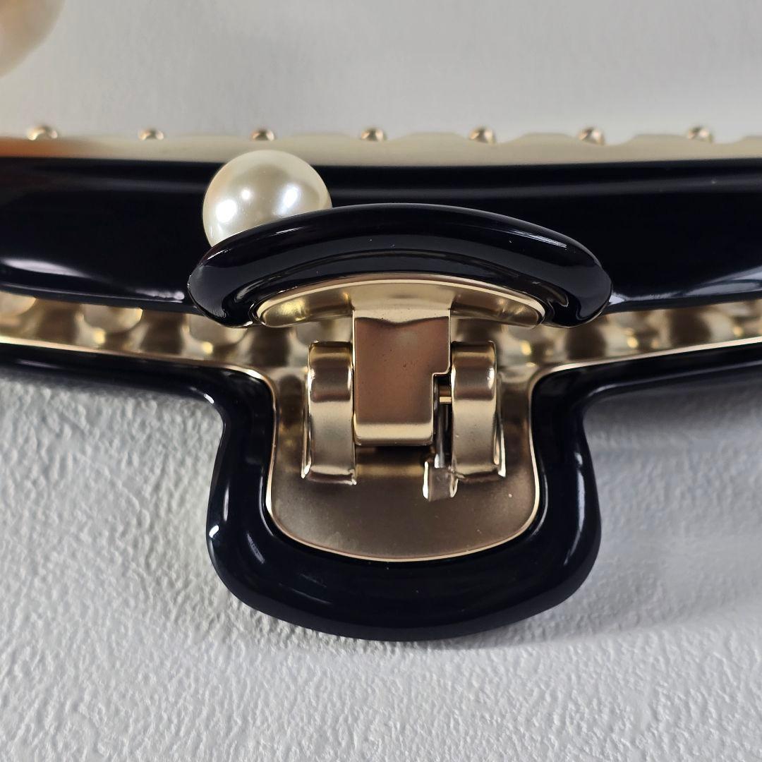 【新品級✨】アレクサンドル ドゥ パリ パール ヘアクリップ　L 人気の黒