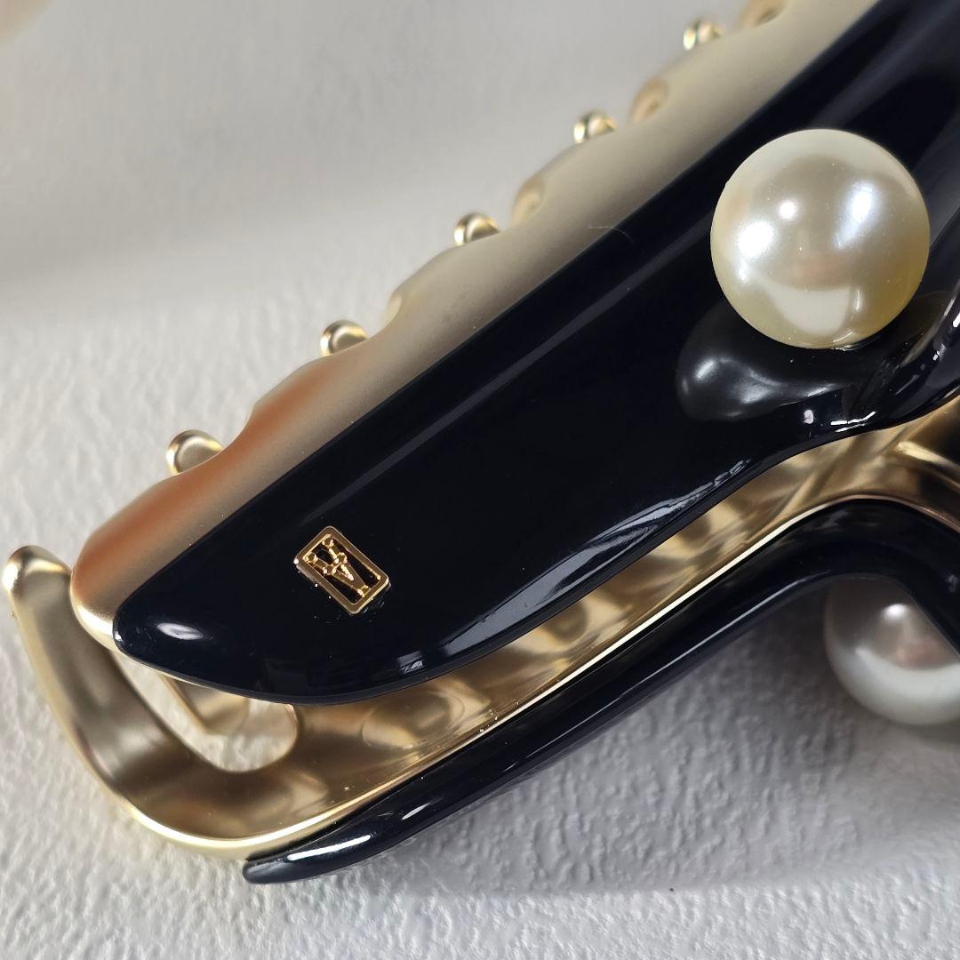 【新品級✨】アレクサンドル ドゥ パリ パール ヘアクリップ　L 人気の黒