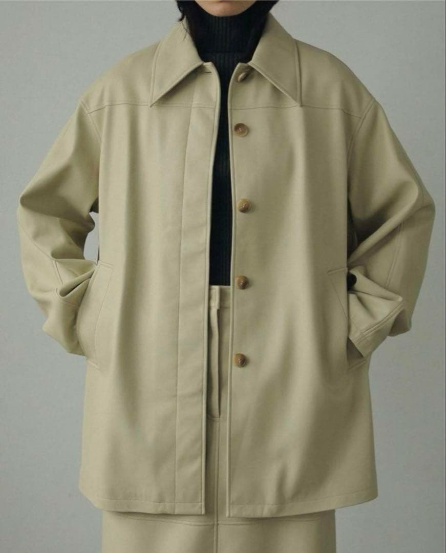 anuke アンヌーク エコレザーオーバージャケット 38 クリーム