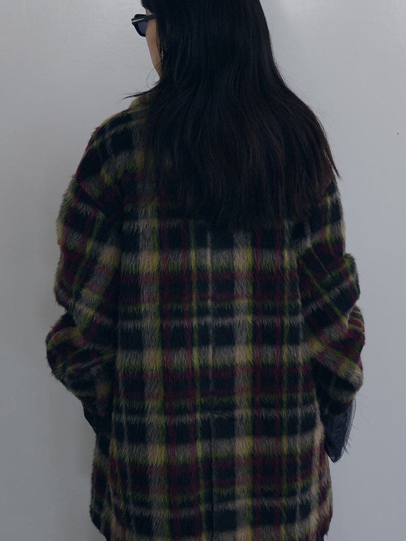 ジャケット・アウター AMERI ADORABLE SHAGGY CHECK COAT M