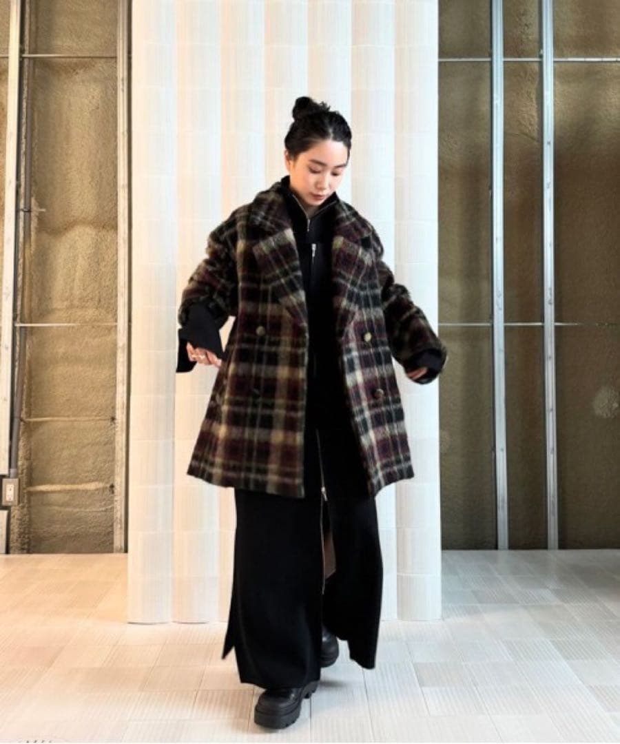 ジャケット・アウター AMERI ADORABLE SHAGGY CHECK COAT M
