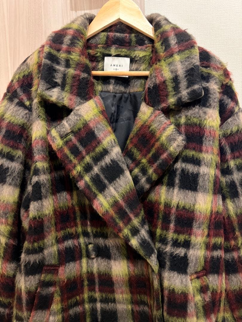 ジャケット・アウター AMERI ADORABLE SHAGGY CHECK COAT M