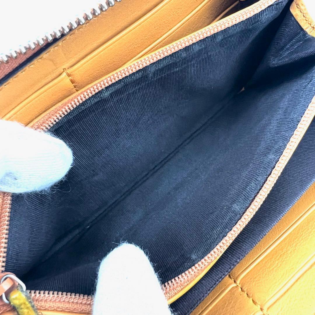 GUCCI　イエロー　GG柄　シマレザー　ホースビット　ラウンドファスナー