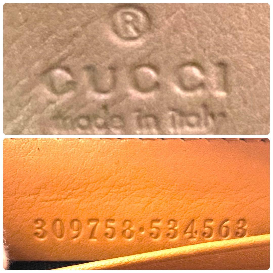 GUCCI　イエロー　GG柄　シマレザー　ホースビット　ラウンドファスナー