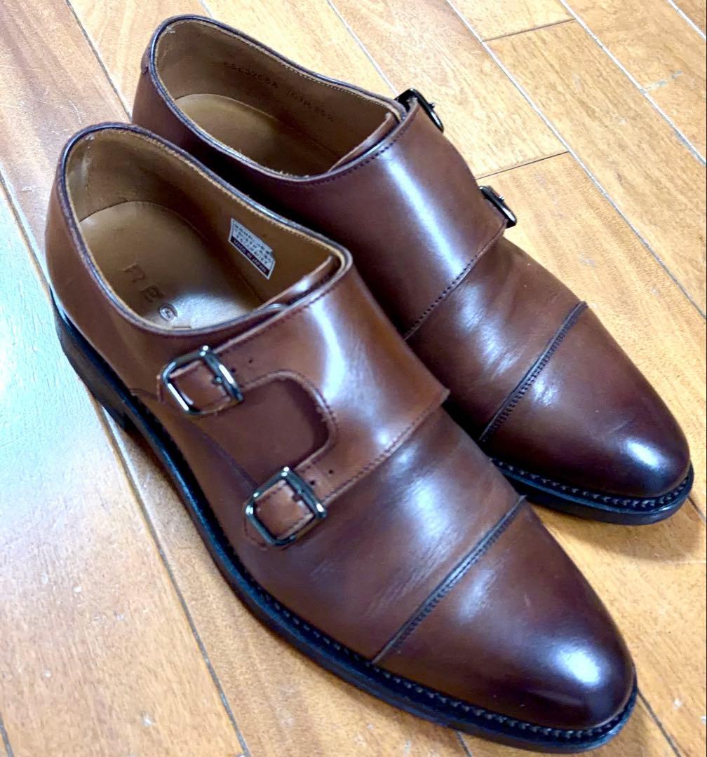 美品　REGALリーガル 本革 茶色 ダブルモンクストラップ 25.5cm