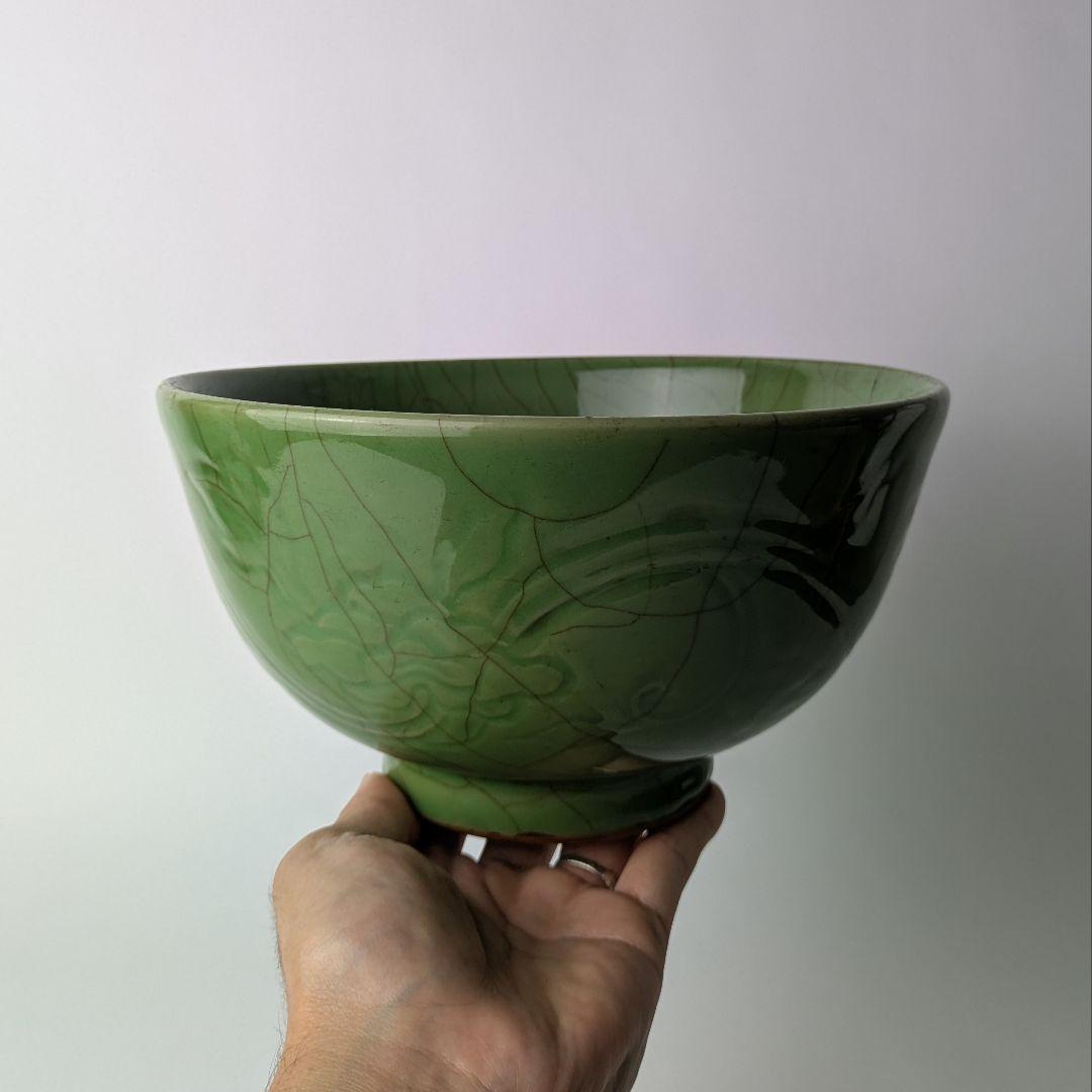 b*h様 唐物 青磁 陰刻 花唐草 鉢 貫入 中国陶磁 古玩 骨董 古美術 景徳