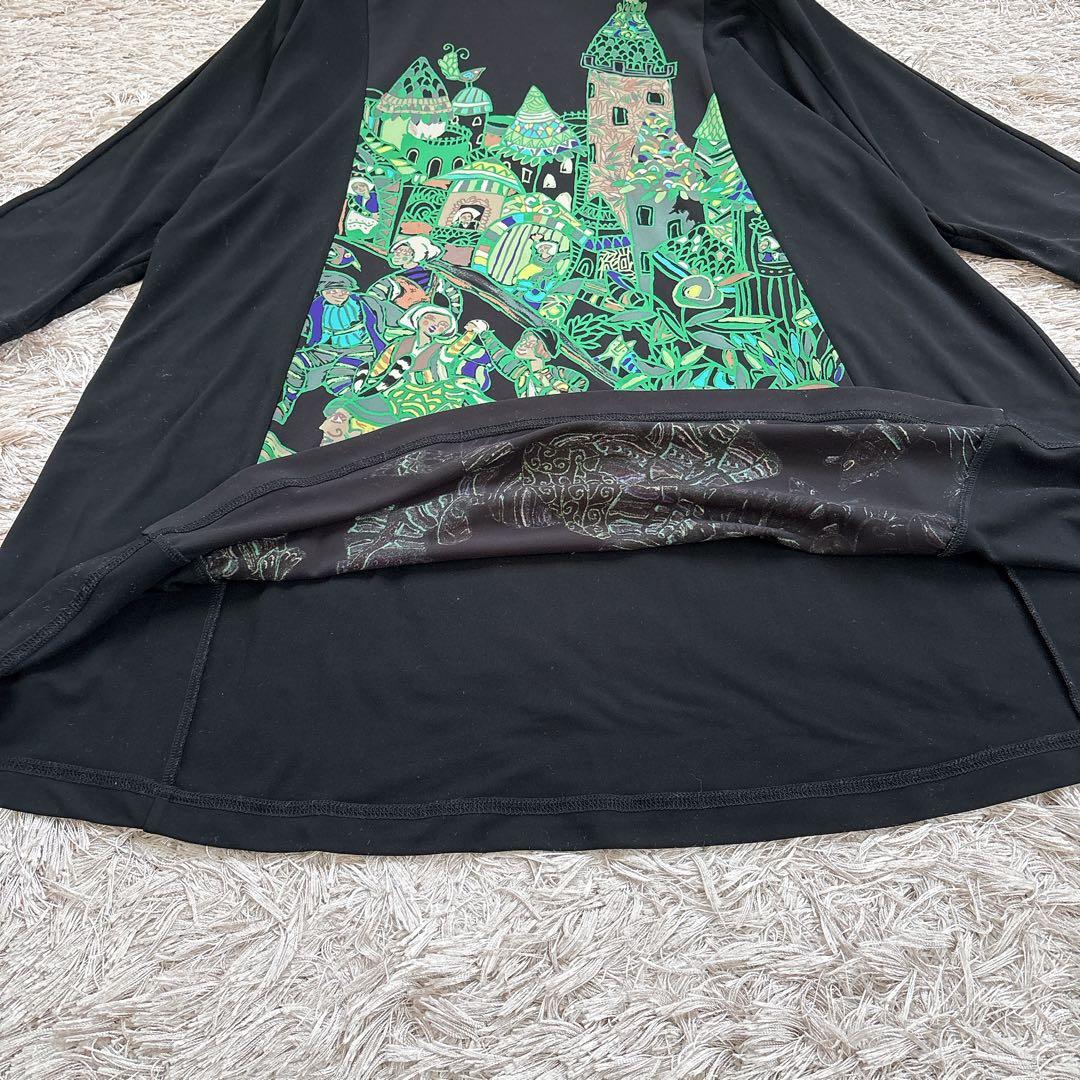 極美品✨TOKUKO 1er VOL 絵画 切り替え フレア チュニック アート