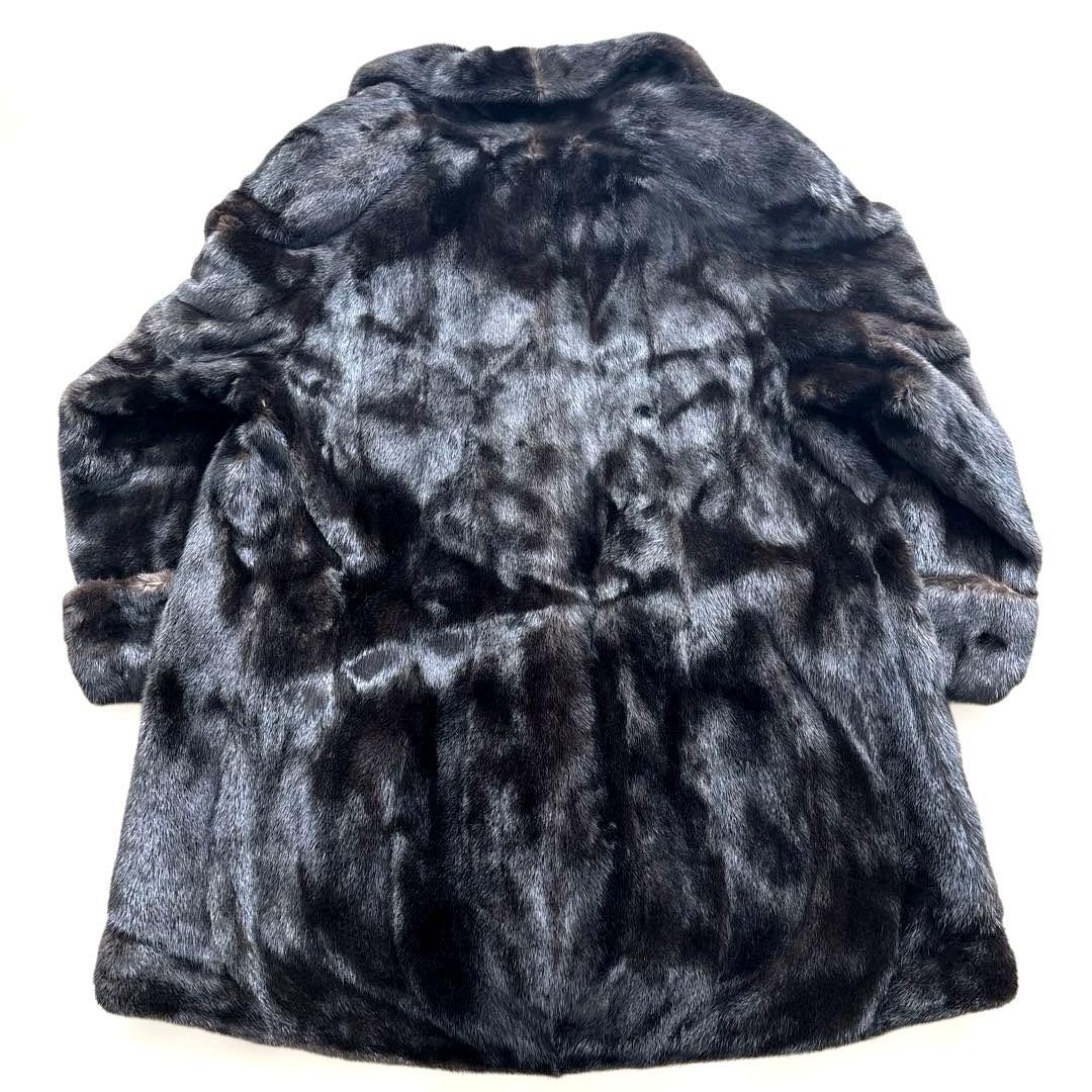 高級 EMBA エンバ ミンクファーコート リアルファー ダークブラウン F