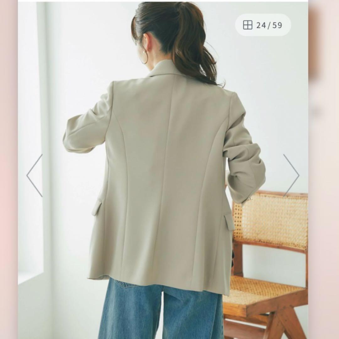 メタル釦ダブルジャケット　ラブティックボンボン　グレージュ　金ボタン