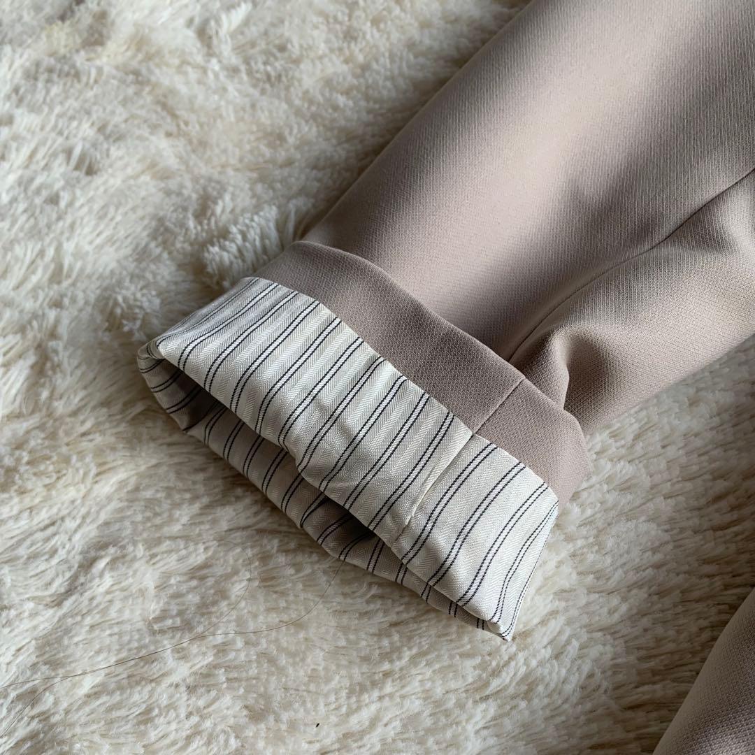 メタル釦ダブルジャケット　ラブティックボンボン　グレージュ　金ボタン