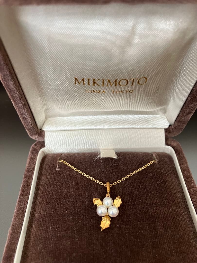 再出品【美品】ミキモト パールネックレス K18イエローゴールド