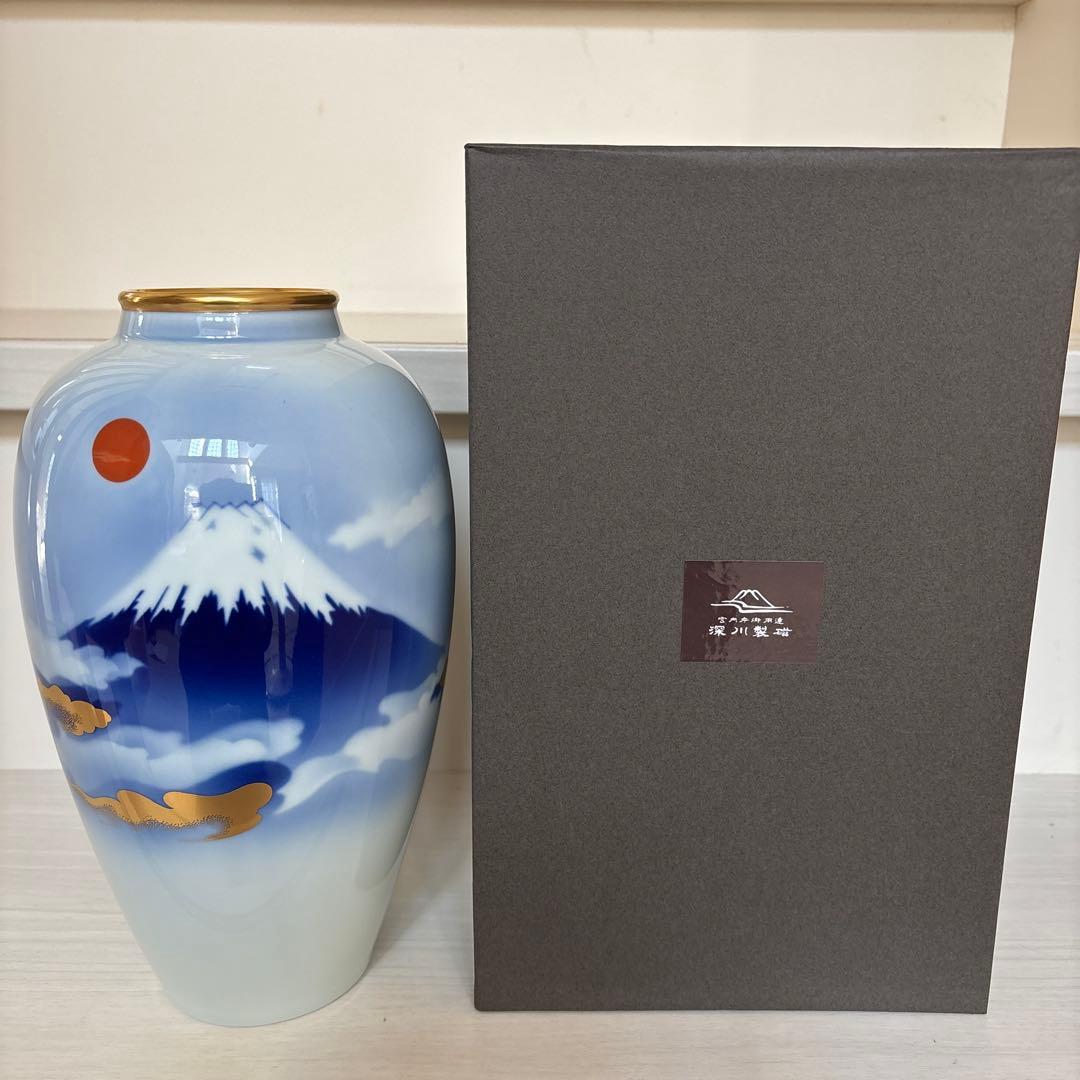 深川製磁　雲金光明富士　生花