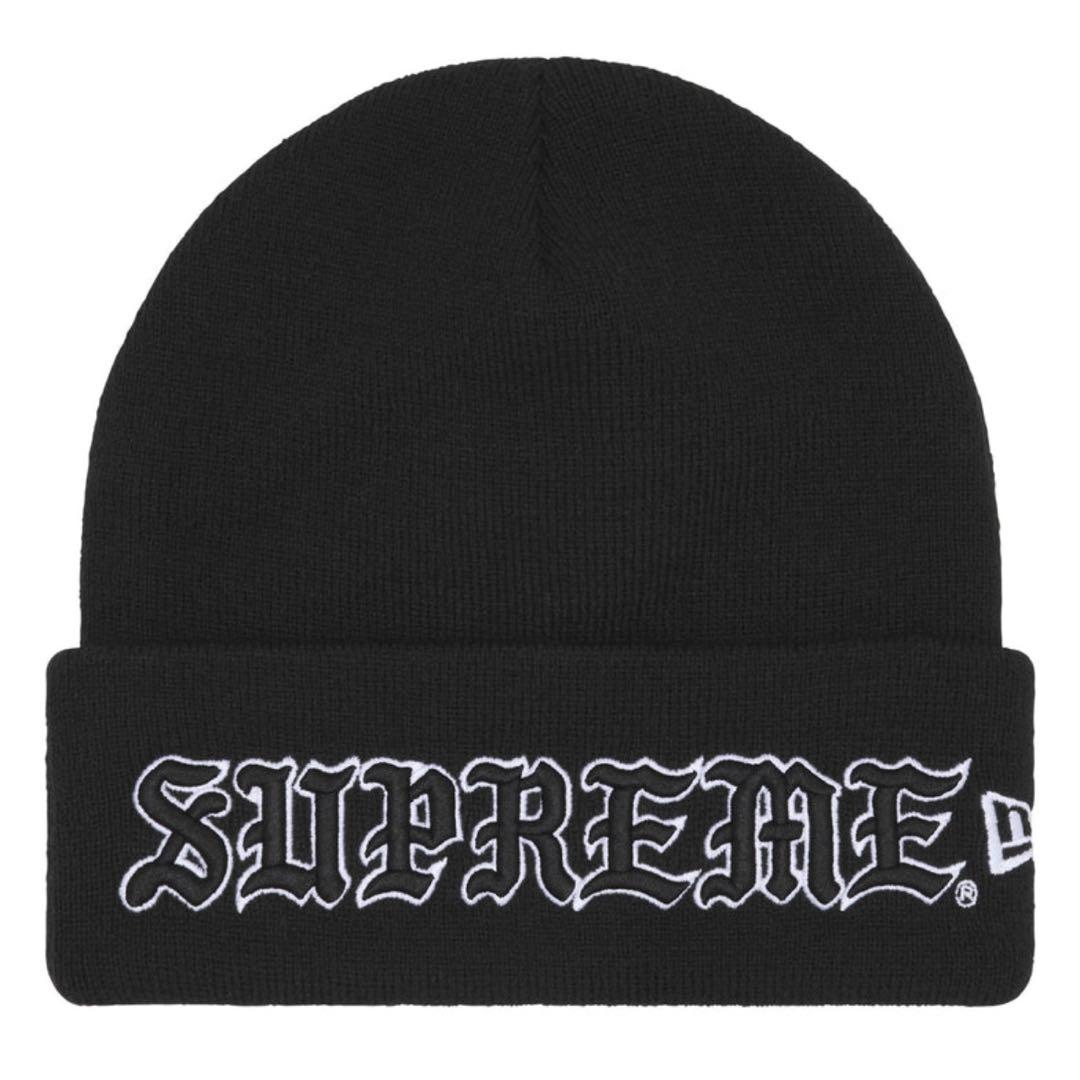 帽子 Supreme New Era Old English Beanie black