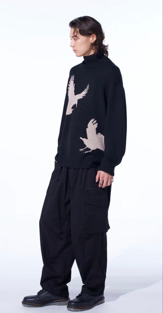 トップス 7G WOOL-BLEND INTARSIA CROW-PATTERN