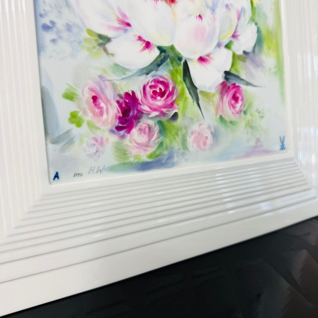 A17激レア✨マイセン 陶板画 フラワー