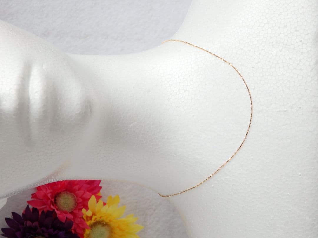 うなぎ　k18ネックレス　ベネチアンチェーン　0.7㎜幅　つけっぱなし