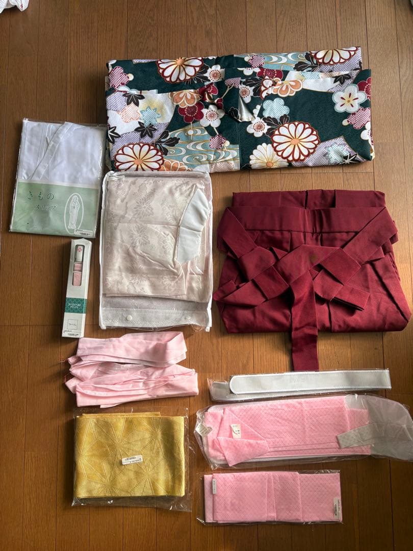 袴セット 卒業式 小学生 女の子 グリーン×エンジセット