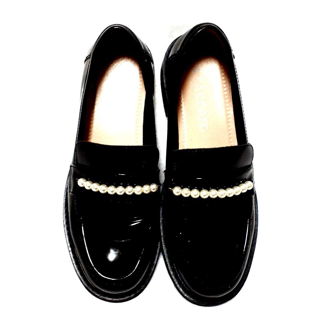 専用限定⭐STACCATO✫パール☆ビジュー 本革 エナメル ローファー 23