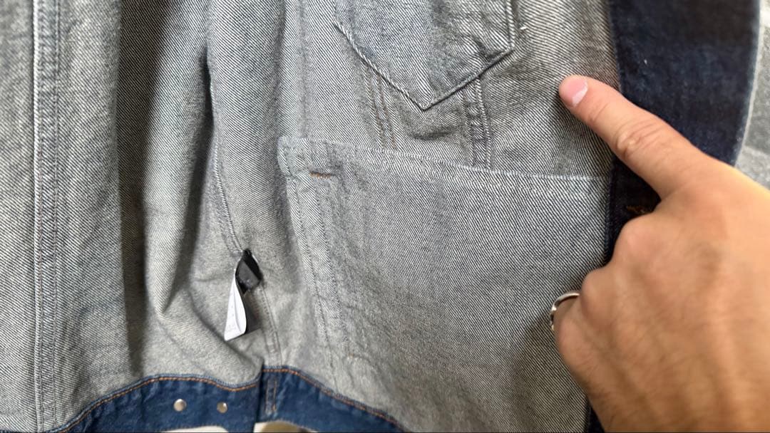 BALENCIAGA デニムジャケット グリーンフード付き