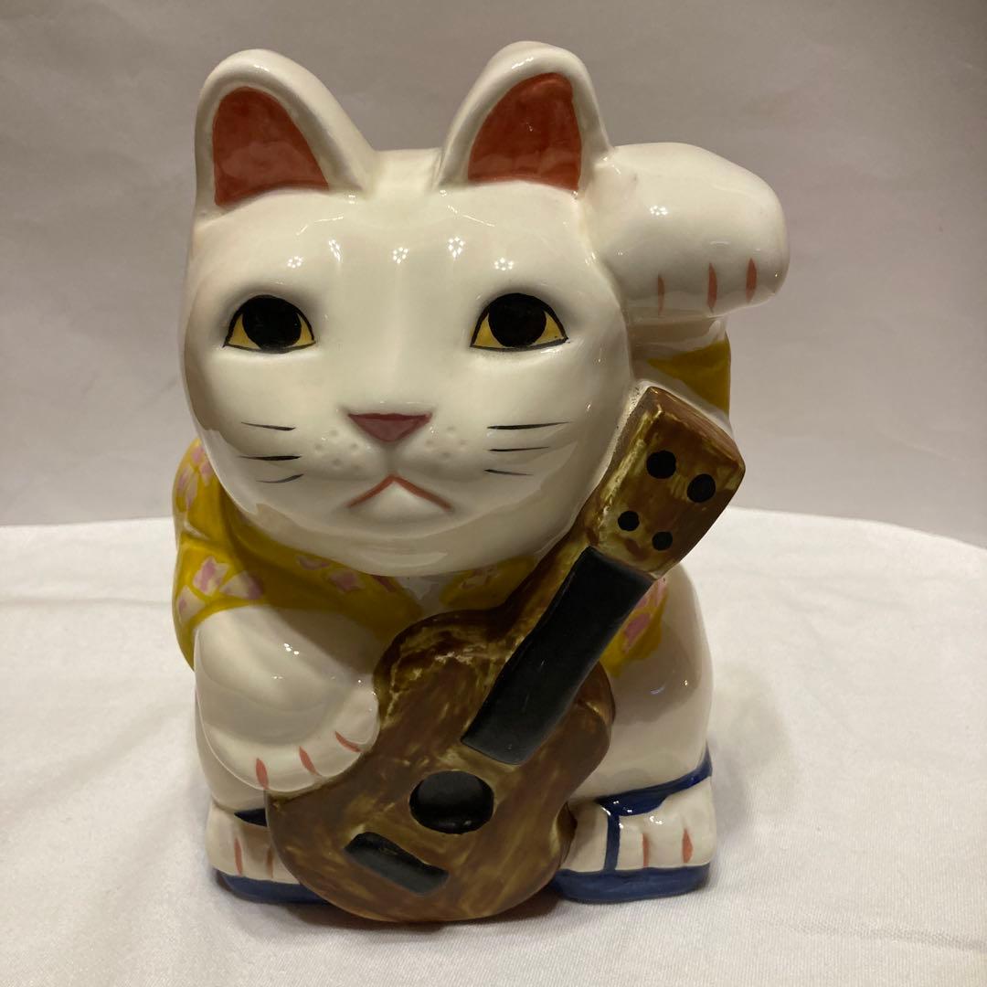 レア‼︎ Hawaii ハワイ　陶器製 ウクレレ招き猫　ラッキーキャット