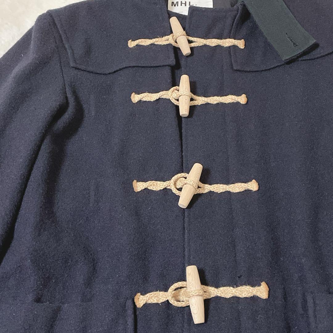 MHL. ロングダッフルコート ウール トグル M ネイビー　通勤　通学